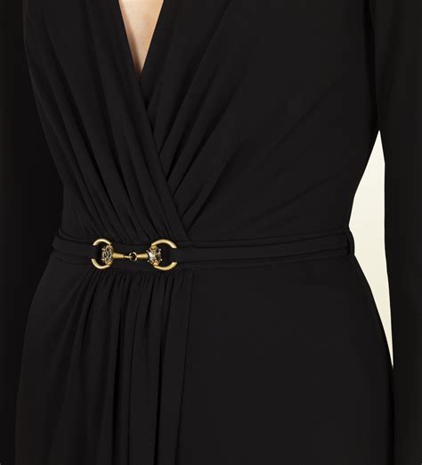 gucci black dress epaulettes|Belted maxi dress in black .